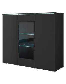 Comodă cu geam Vera, grafit (120 cm)