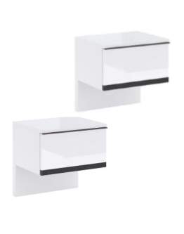 Set de noptiere suspendate cu sertar Lucca, alb lucios