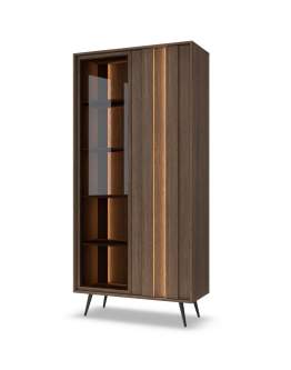 Wysoka witryna do salonu Amaro A dąb dunin z oświetleniem LED