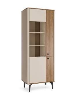 Vitrină înaltă Aurena Au2, cașmir/nuc regal (73 cm)