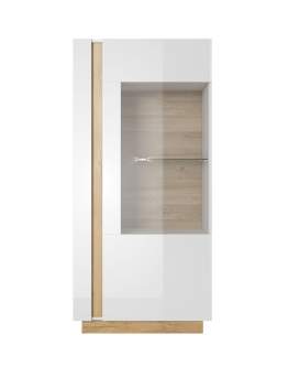 Witryna niska Arco C 72 cm – biały połysk/dąb grandson