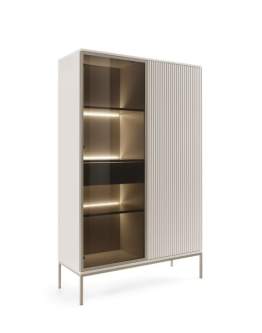Witryna dwudrzwiowa Sento (WTSZ104) z szufladą, LED, kaszmir (3003) - OUTLET