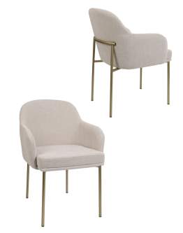 Scaun de dining Zafiro Arm, picioare aurii