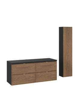 Zestaw mebli łazienkowych szafka pod umywalkę z blatem, słupek Talia Casella (SET-TC B BLACK 120CM HC)