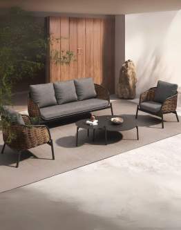 Zestaw ogrodowy Borneo: 3-osobowa sofa, 2 fotele i 2 stoliki