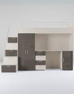 Meblościanka Raj 4 Kaszmir Połysk - pokój dziecięcy, młodzieżowy z materacem i stelażem