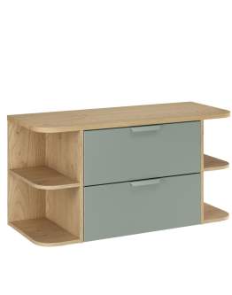Zielona szafka pod umywalkę 100 cm z blatem i półkami (SET-ASG B CREMONA 80CM LR)