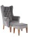 Set: Fotoliu cu urechi Wingback Chesterfield + Taburet Wingback  (expediere rapidă) - wariant 1